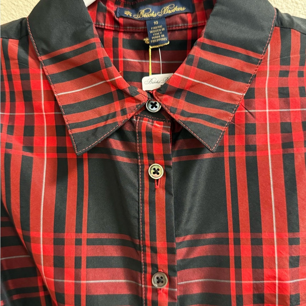 Brooks Brothers Red and Black Plaid Long Sleeve Dress